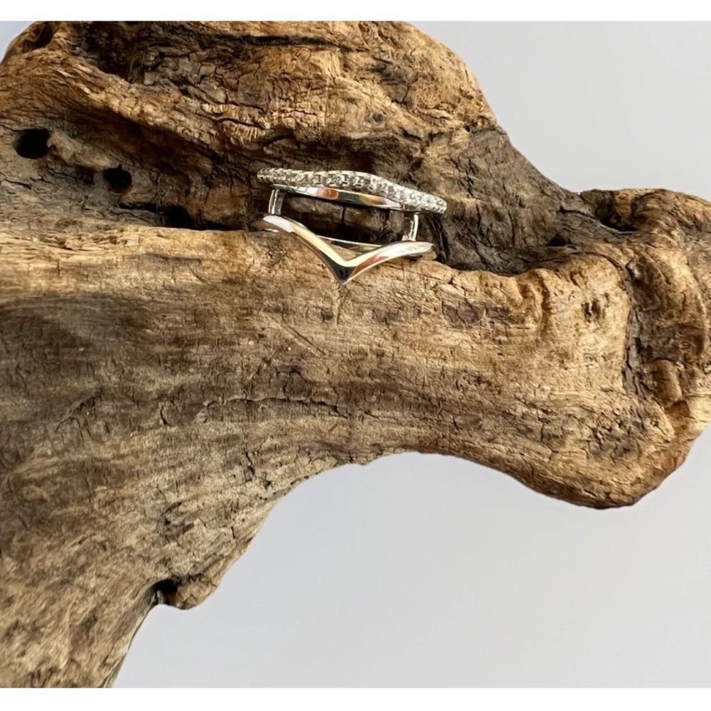 Antler Rings 925 Sterling Silver Cubic Zirconia Peak Ring Size 7.5 NEW - Picture 3 of 4
